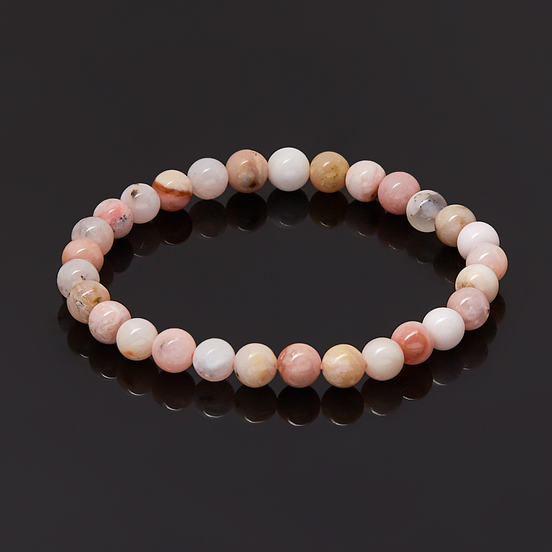 Браслет опал розовый Перу 6 мм 18 см