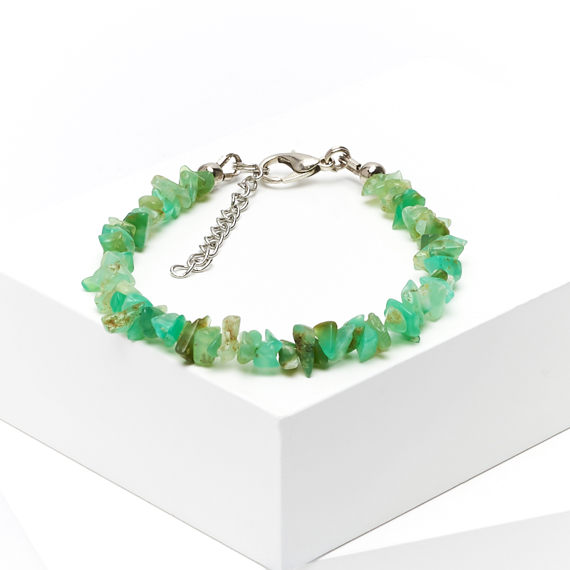 Браслет хризопраз Австралия (сталь хир.) 18 см (+3 см)