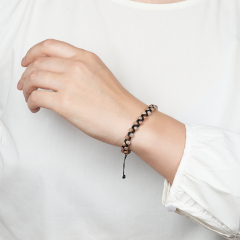 Браслет солнечный камень Индия (текстиль) шамбала 4 мм 18 см (регулируемый)