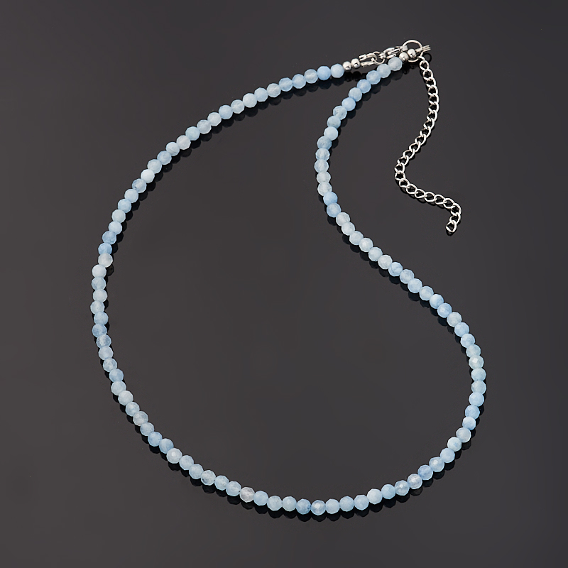 Чокер аквамарин Бразилия (сталь хир.) огранка 3 мм 40 см (+7 см)