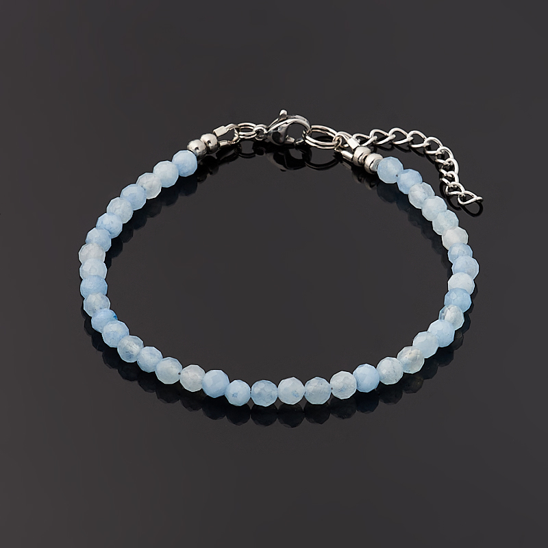 Браслет аквамарин Бразилия (сталь хир.) огранка 3 мм 18 см (+3 см)