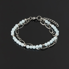 Браслет аквамарин Бразилия (сталь хир.) 4 мм 17 см (+3 см)