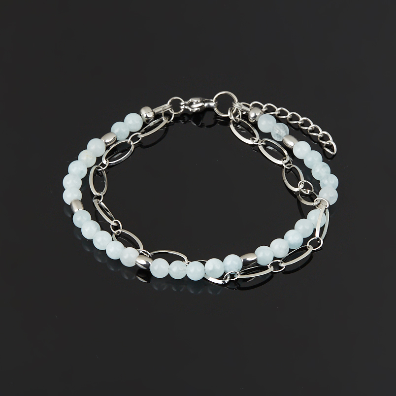 Браслет аквамарин Бразилия (сталь хир.) 4 мм 17 см (+3 см)