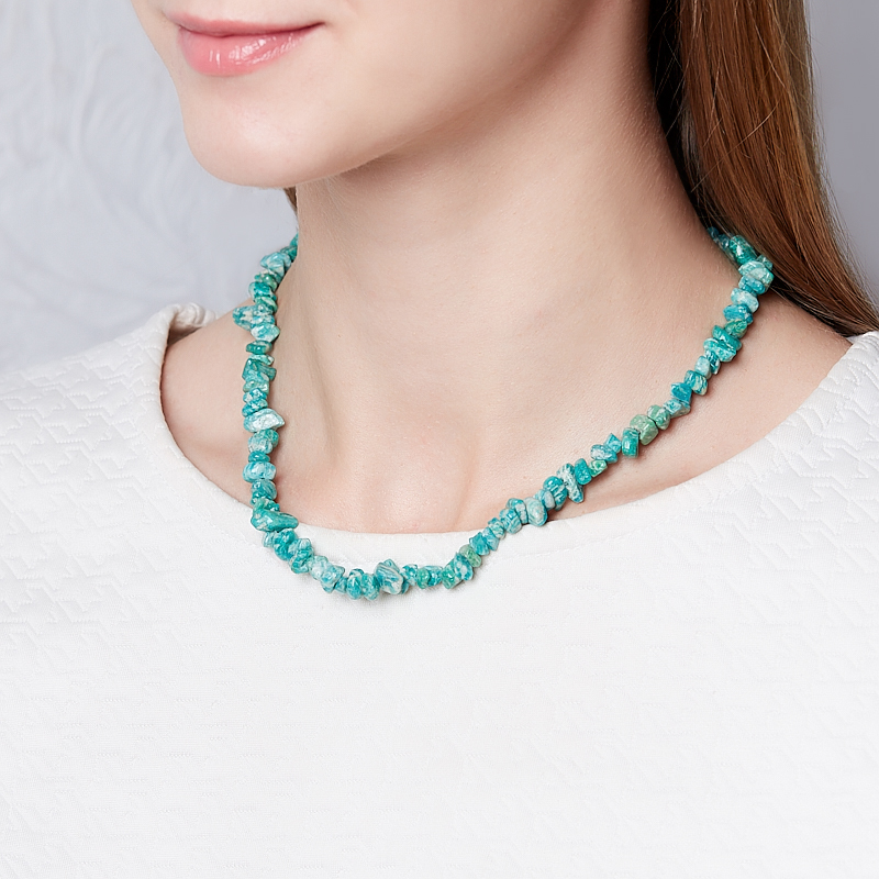 Бусы амазонит Россия (сталь хир.) 46&nbsp;см (+7&nbsp;см)