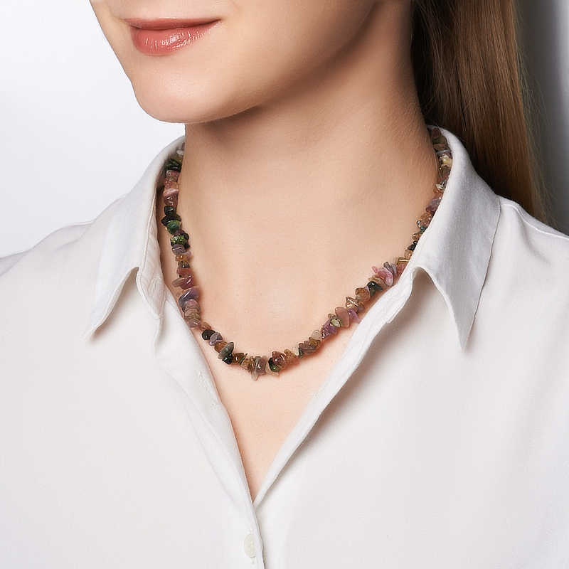 Бусы турмалин Бразилия (сталь хир.) 46 см (+7 см)