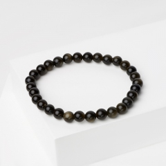 Браслет обсидиан золотистый Мексика 6 мм 17 см