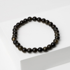 Браслет обсидиан золотистый Мексика 6 мм 17 см