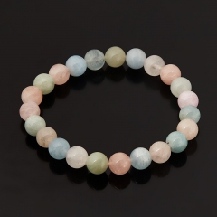 Браслет микс аквамарин, берилл 8 мм 18 см