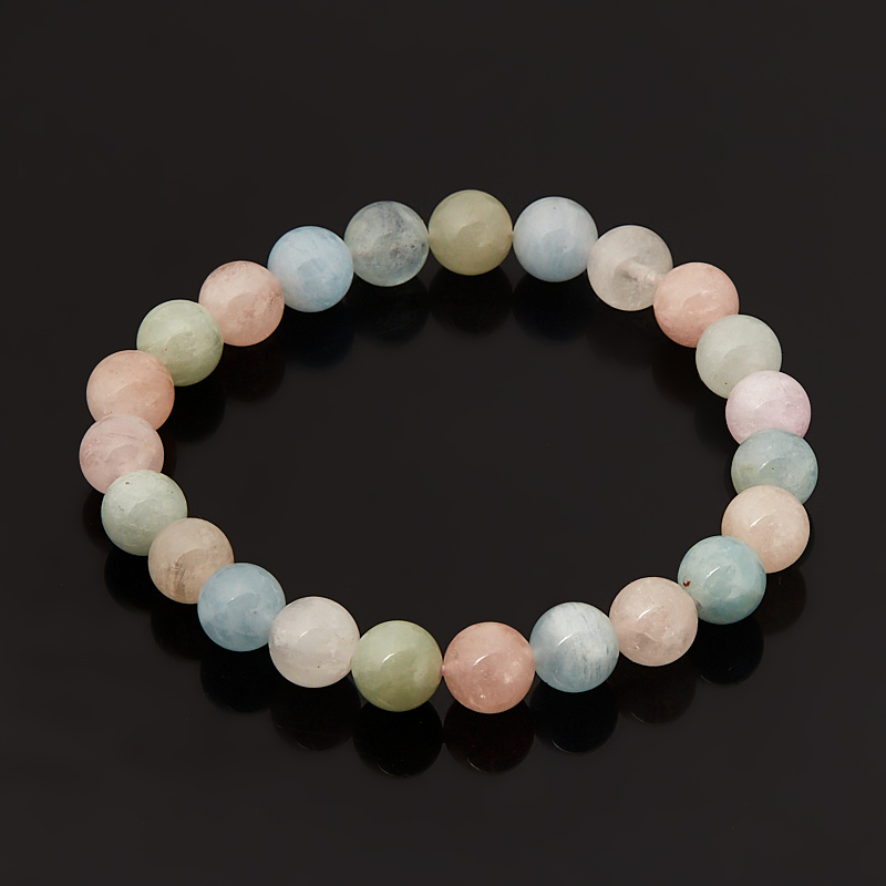 Браслет микс аквамарин, берилл 8&nbsp;мм 18&nbsp;см