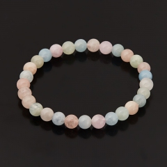 Браслет микс аквамарин, берилл 6 мм 18 см