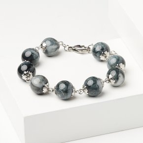 Браслет кошачий глаз (кварцевый) ЮАР (сталь хир.) 12 мм 17 см (+3 см)