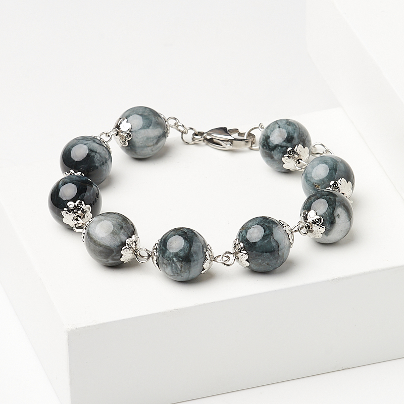 Браслет кошачий глаз (кварцевый) ЮАР (сталь хир.) 12 мм 17 см (+3 см)