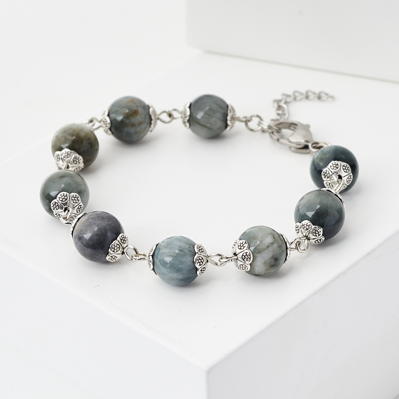 Браслет кошачий глаз (кварцевый) ЮАР (сталь хир.) 12 мм 17 см (+3 см)