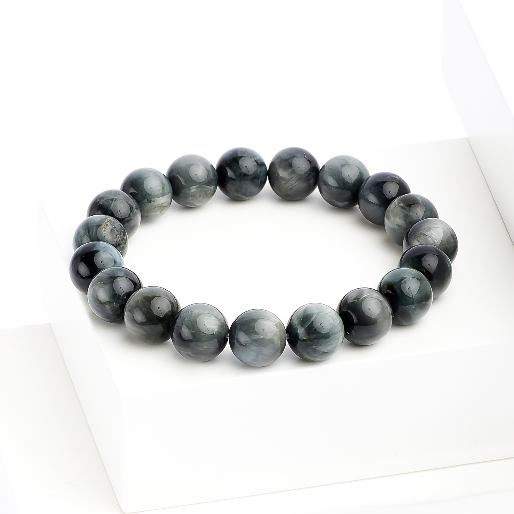 Браслет кошачий глаз (кварцевый) ЮАР 12 мм 18 см