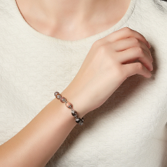 Браслет родонит Россия (сталь хир.) 8 мм 18 см (+3 см)