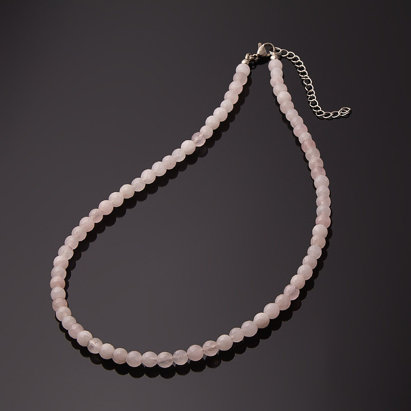 Бусы розовый кварц Бразилия (сталь хир.) огранка 6 мм 44 см (+7 см)