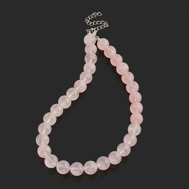 Бусы розовый кварц Бразилия (сталь хир.) 12 мм 48 см (+7 см)