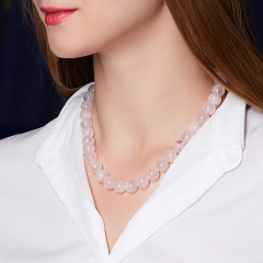 Бусы розовый кварц Бразилия (сталь хир.) 12 мм 52 см (+7 см)