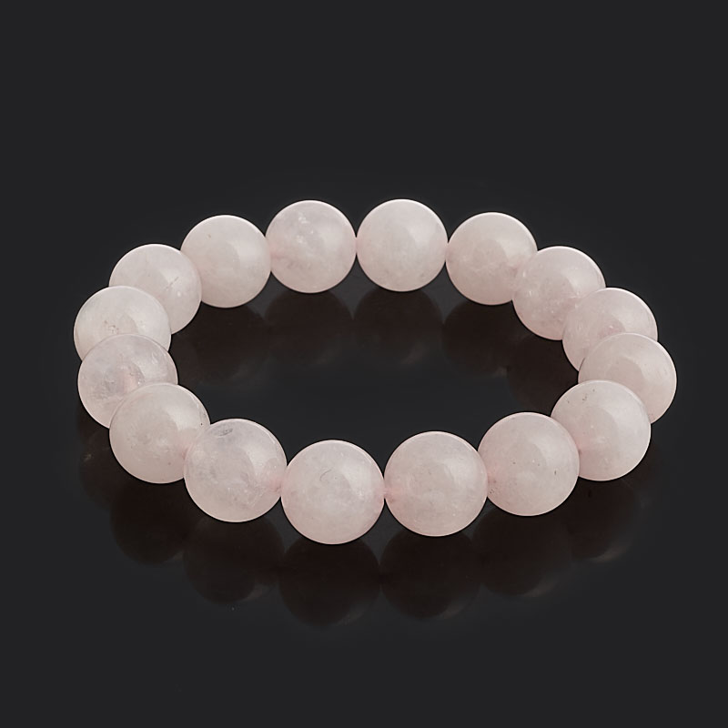 Браслет розовый кварц Бразилия 12 мм 17 см