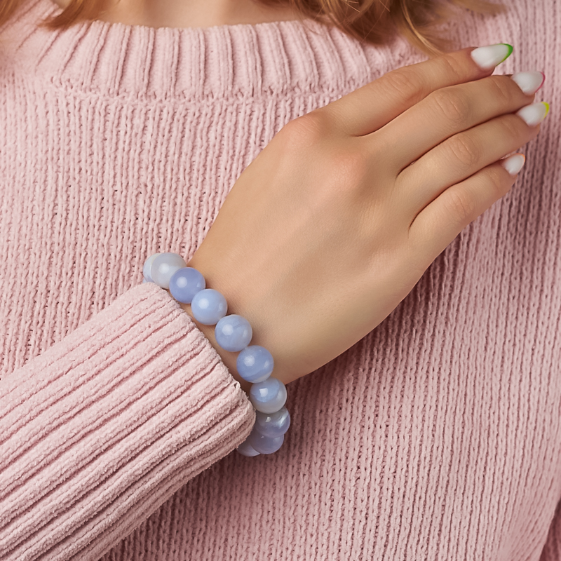 Браслет агат голубой Намибия 12 мм 18 см