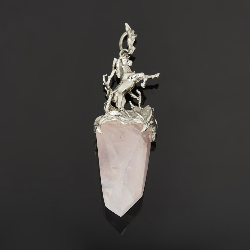 Кулон розовый кварц Бразилия (нейзильбер) огранка 9&nbsp;см