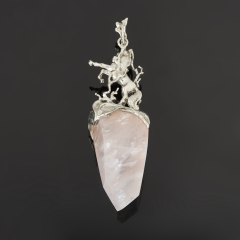Кулон розовый кварц Бразилия (нейзильбер) огранка 9 см