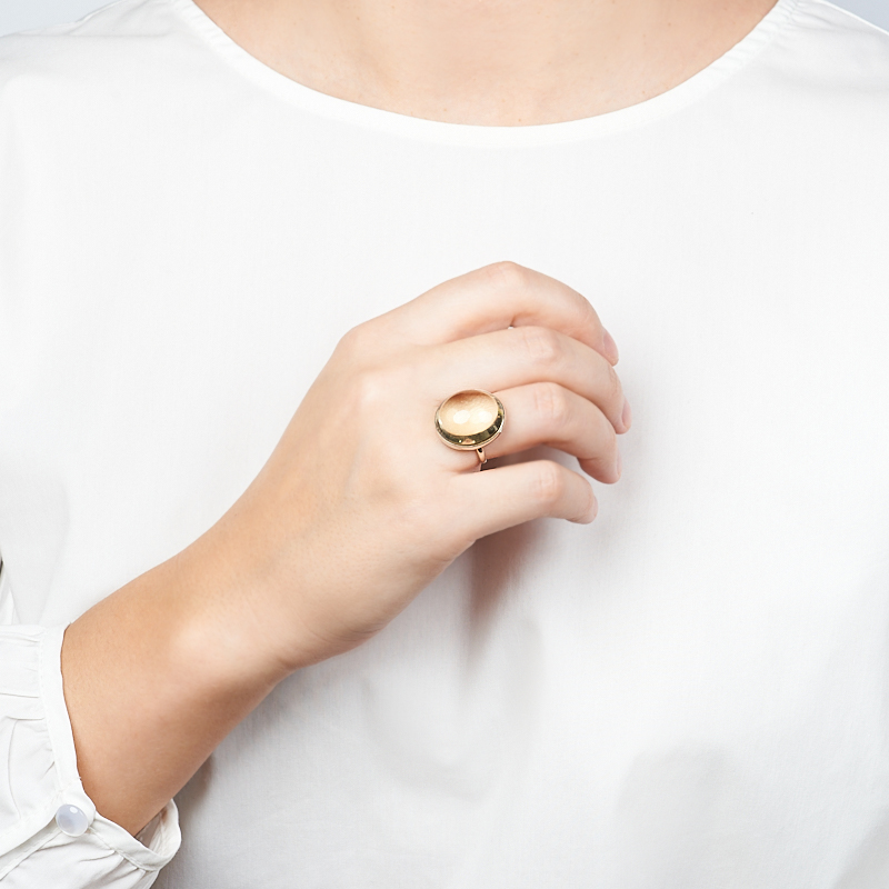 Кольцо цитрин Бразилия (нейзильбер) размер 17,5