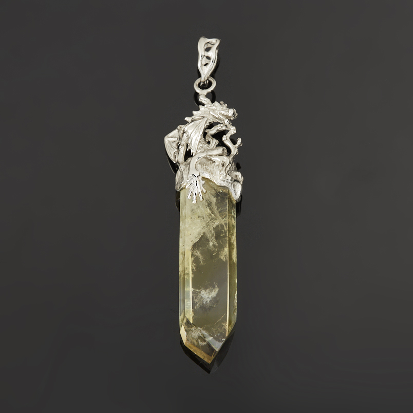 Кулон цитрин Бразилия (нейзильбер) кристалл 9&nbsp;см