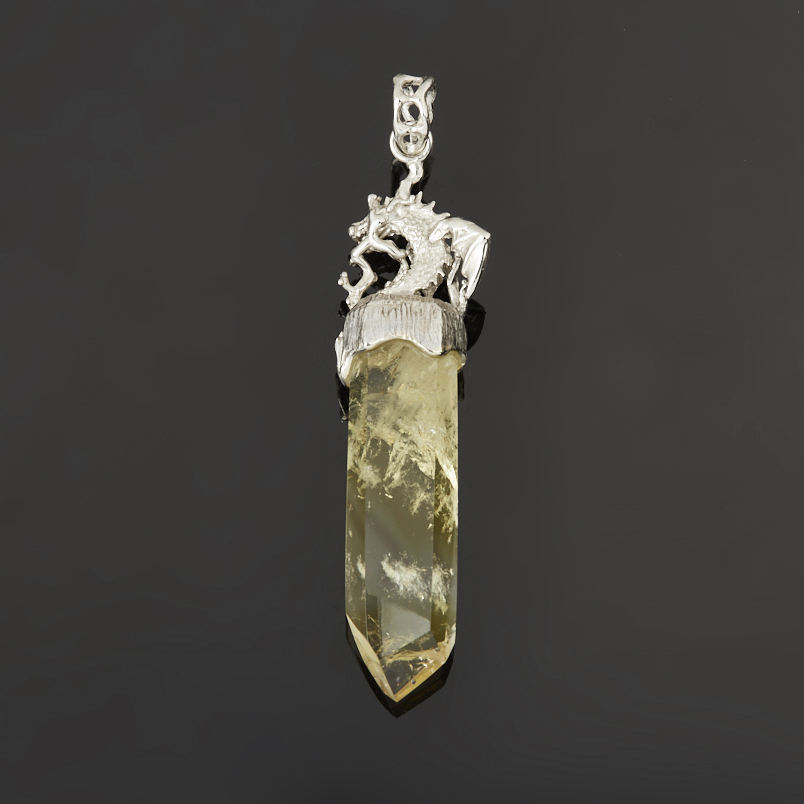 Кулон цитрин Бразилия (нейзильбер) кристалл 9&nbsp;см