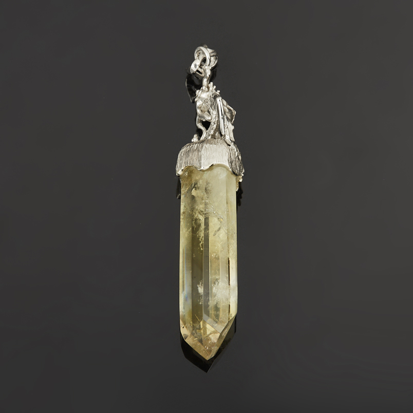 Кулон цитрин Бразилия (нейзильбер) кристалл 9&nbsp;см