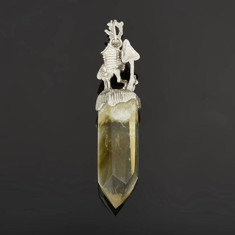 Кулон цитрин Бразилия (нейзильбер) кристалл 9&nbsp;см