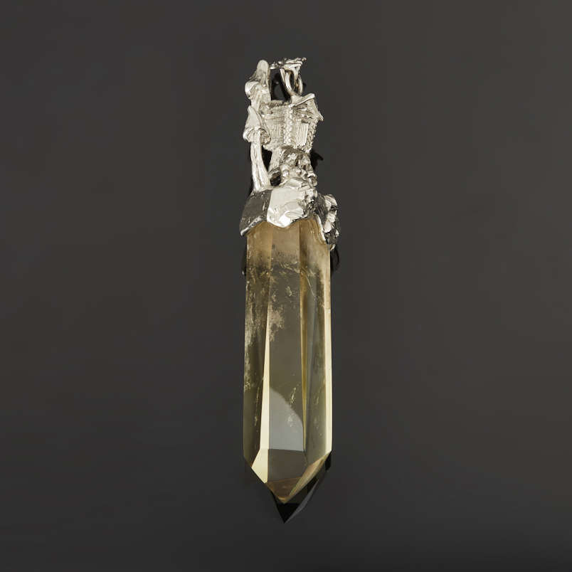 Кулон цитрин Бразилия (нейзильбер) кристалл 10,5&nbsp;см