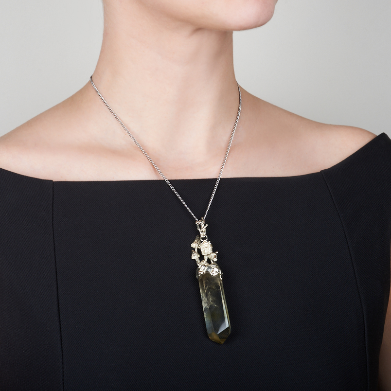 Кулон цитрин Бразилия (нейзильбер) кристалл 10,5&nbsp;см