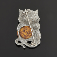 Брошь мариам-яшма Индия (нейзильбер платинир., позолота, рутений)