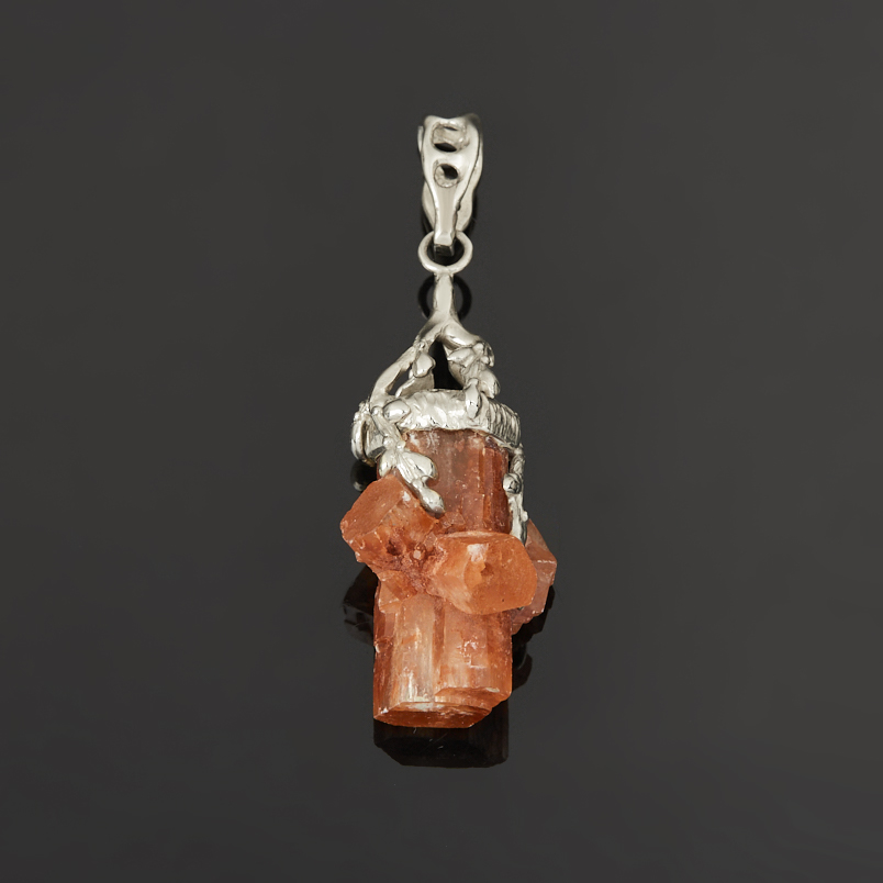 Кулон арагонит оранжевый Россия (нейзильбер) кристалл 5,5&nbsp;см