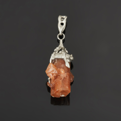 Кулон арагонит оранжевый Россия (нейзильбер) кристалл 5,5 см