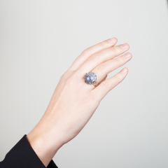 Кольцо агат серый Ботсвана (нейзильбер) размер 17,5