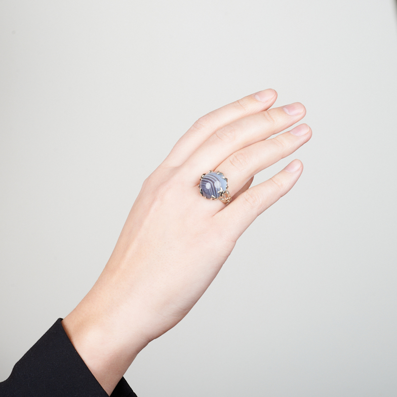 Кольцо агат серый Ботсвана (нейзильбер) размер 17,5