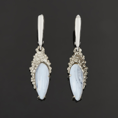 Серьги агат голубой (дублет) Россия (нейзильбер)