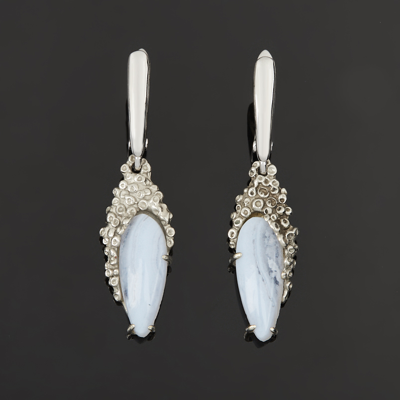 Серьги агат голубой (дублет) Россия (нейзильбер)