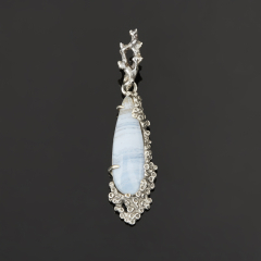 Кулон агат голубой (дублет) Россия (нейзильбер) 4,5 см