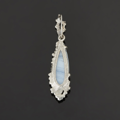 Кулон агат голубой (дублет) Россия (нейзильбер) 4,5 см