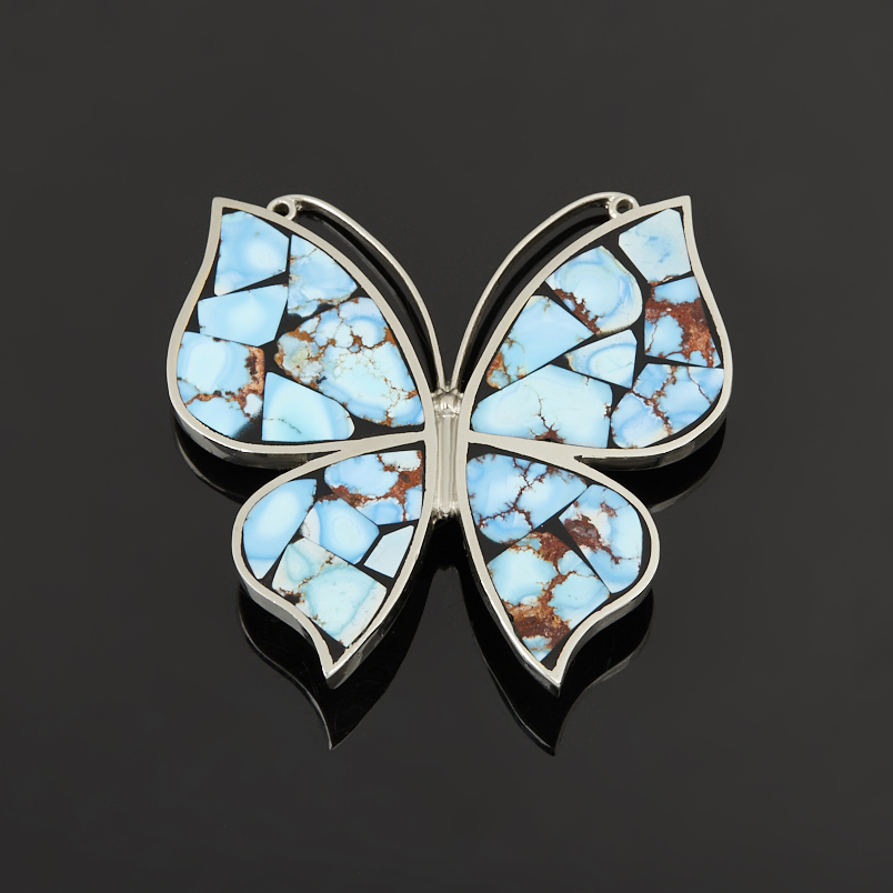 Брошь бирюза Казахстан (нейзильбер)