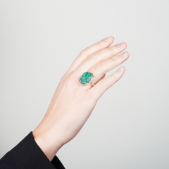 Кольцо малахит (дублет) Конго (нейзильбер) размер 18