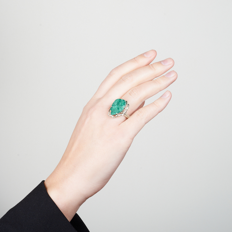 Кольцо малахит (дублет) Конго (нейзильбер) размер 18