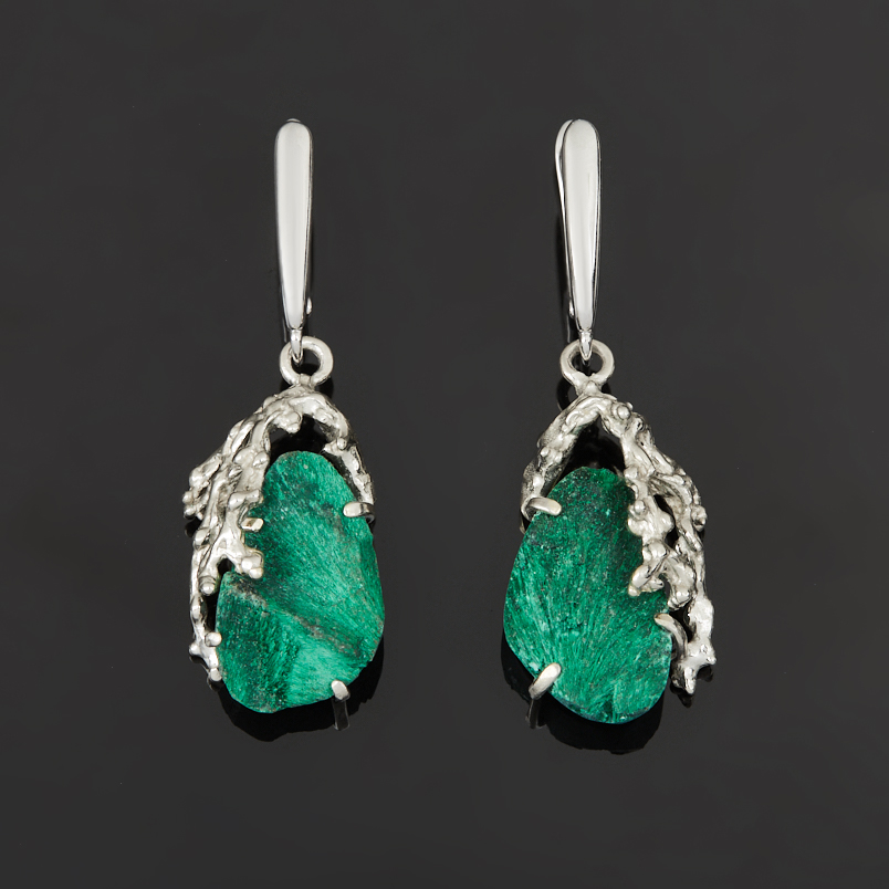 Серьги малахит (дублет) Конго (нейзильбер посеребр.)