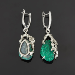 Серьги малахит (дублет) Конго (нейзильбер посеребр.)