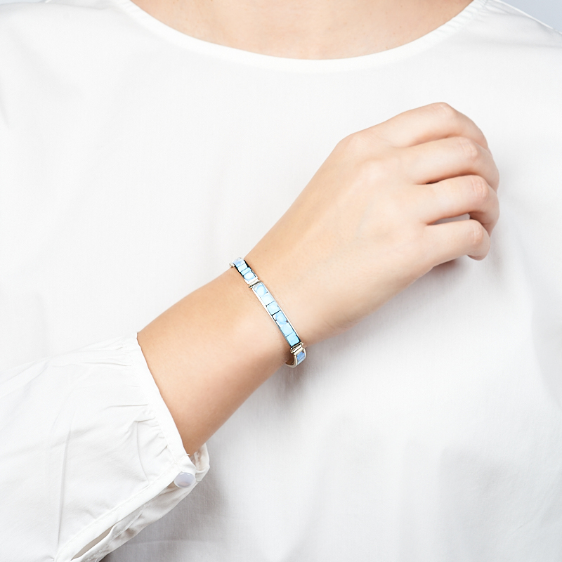 Браслет бирюза Казахстан (нейзильбер) 17&nbsp;см