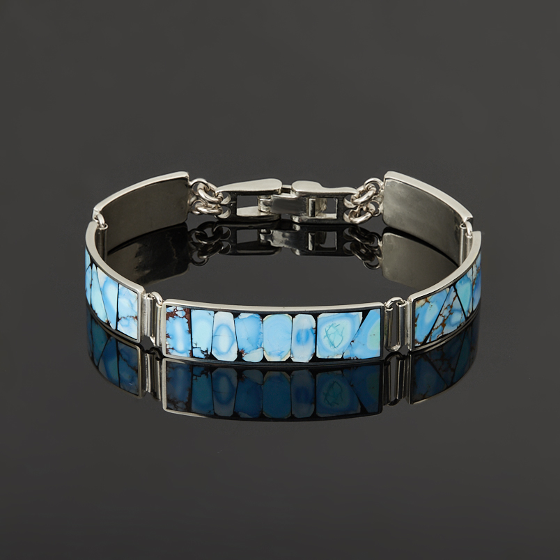 Браслет бирюза Казахстан 17&nbsp;см (нейзильбер)