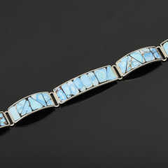 Браслет бирюза Казахстан 17 см (нейзильбер)